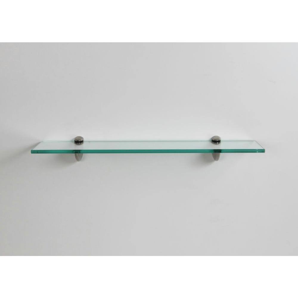 H Clear Glass Bracketed Wall Shelf 