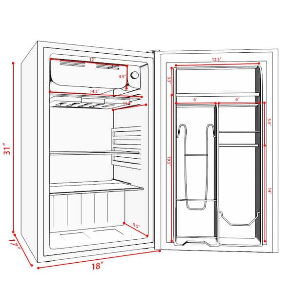 Costway 3.2 Cu.Ft. Compact Refrigerator Mini Dorm Small Fridge
