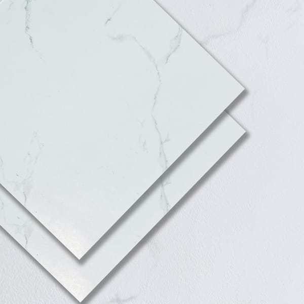 Dundee Deco White 3 MIL x 24 in. W x 24 in. L Peel and Stick Waterproof Luxury Vinyl Tile Flooring (70 sq. ft./case)