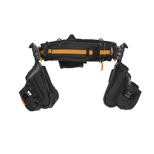 4-Piece Contractor Tool Belt Set, Black with 3 ClipTech Pouches and 36 versatile pockets and loops