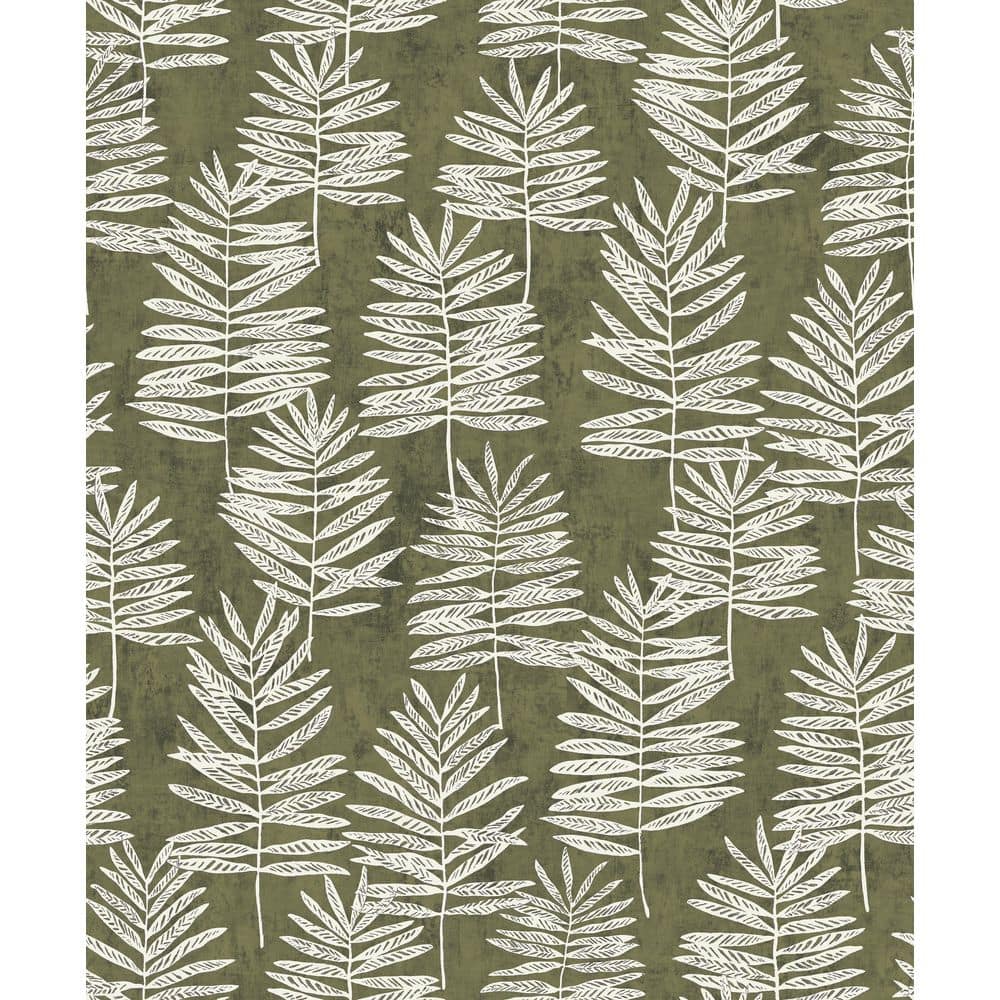 Zen Collection Green Tumbling Leaf Sheen Finish Non-Pasted Non-Woven Wallpa