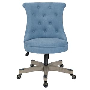Hannah Sky Fabric Tufted Office Chair with Grey Wood Base
