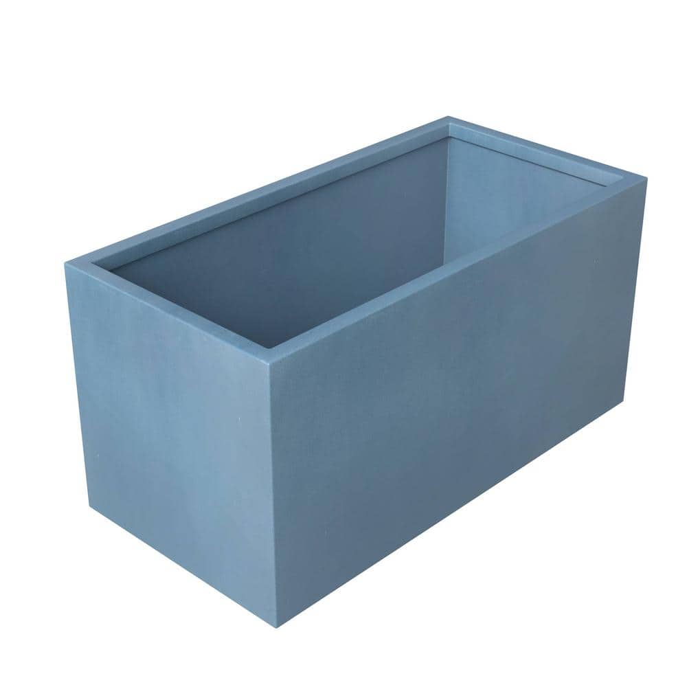Blue Fiberstone Rectangular Planter with Drainage Holes