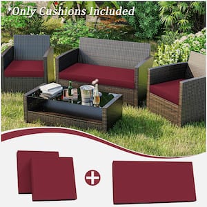 36 in. x 18 in. (3-Piece) Outdoor Patio Replacement Seat Cushions Fit for Loveseat Lounge Chair Furniture Burgundy Red