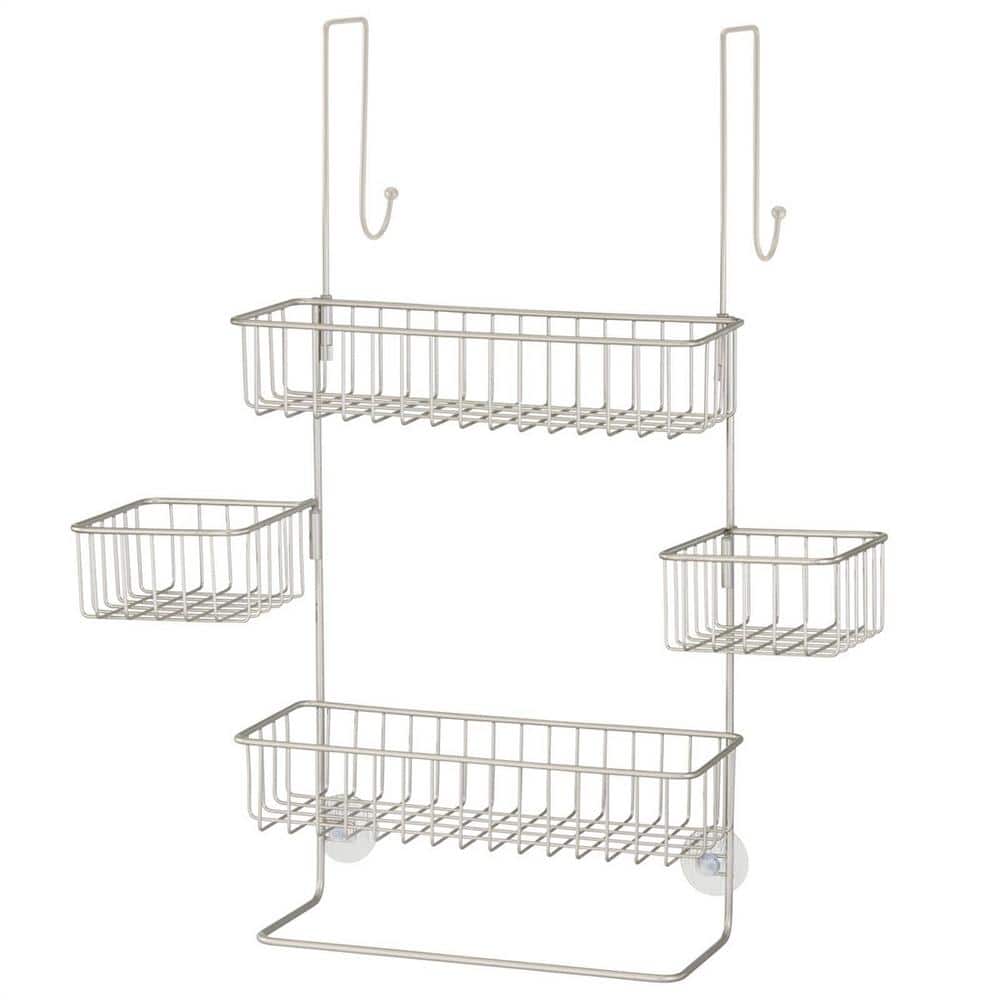 Cubilan Wall Mount Shower Caddy Bathroom Shelf with 8 Hooks in Silver(2-Pack)  HD-NLB - The Home Depot