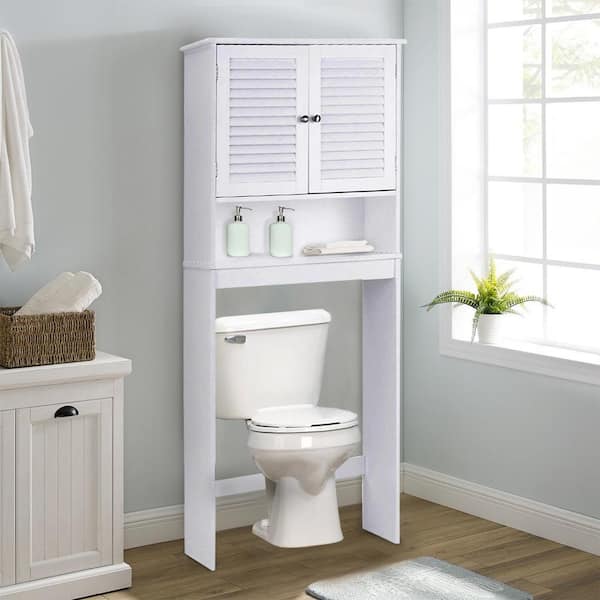 VEIKOUS 22.4-in x 66.9-in x 7.4-in Gray 2-Shelf Over-the-Toilet Storage | HP0904-06GY-1