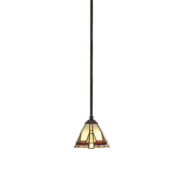 Unbranded Clevelend 100-Watt 1-Light Brown Pendant Mini Pendant Light with Zion Art Glass Shade and Light Bulb Not Included