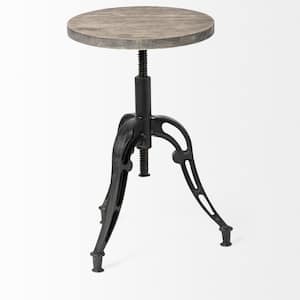 Emslie I 19 in. - 25 in. Brown Wood Seat Black Metal Frame Stool