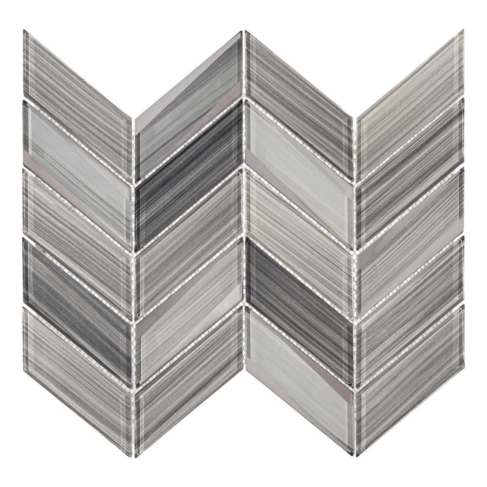 Lausanne Servan Grey 2 in. x 5 in. Striated Chevron Glossy Glass Mosaic Wall and Floor Tile Sample price history on PriceWatchPro