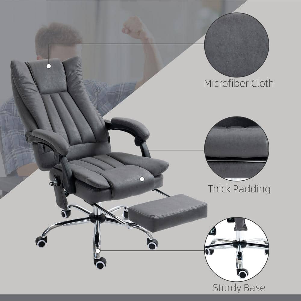 High Back Gray Fabric Swivel Office Chair with Adjustable Arms