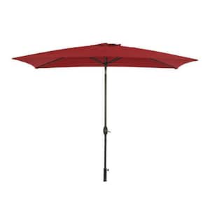 10 ft. Aluminium Rectangular Tilt Patio Umbrella in Red