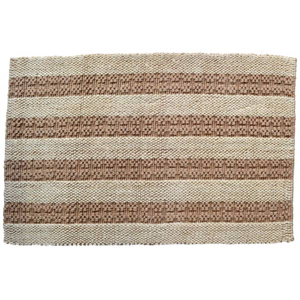 2 ft. x 3 ft. Beige And Brown Jute Striped Hand Woven Area Rug