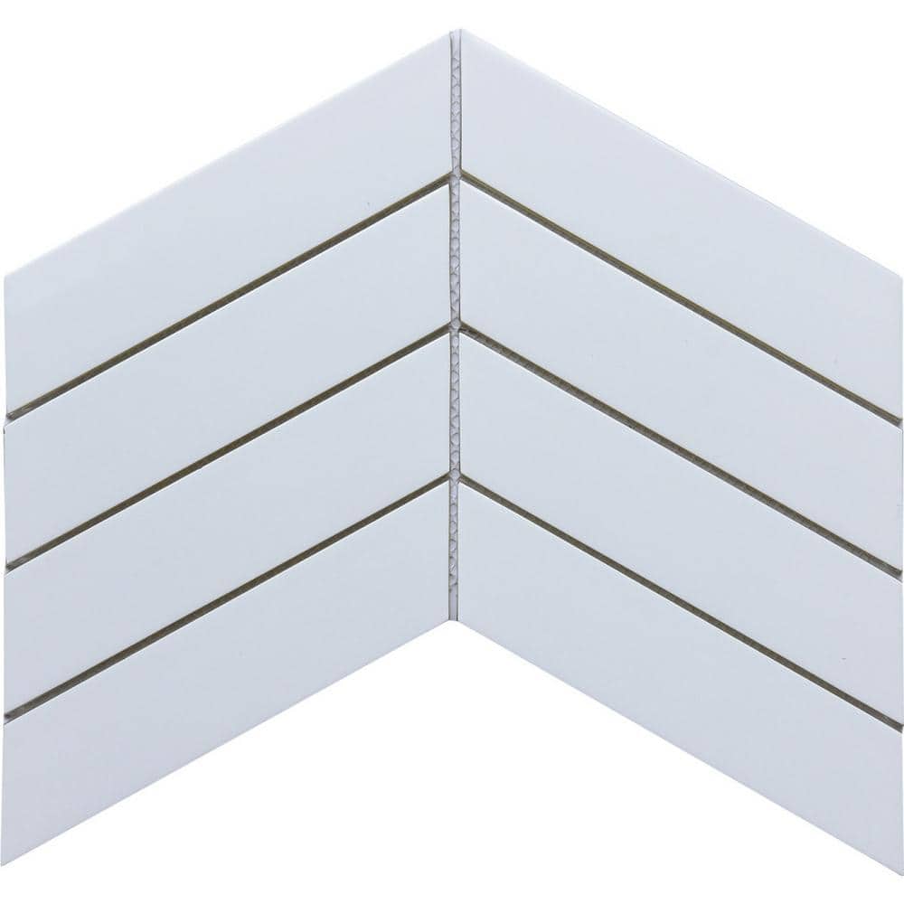 Concept White 8.35 in. x 12.4 in. Chevron Semi-gloss Glass Mosaic Tile (0.719 sq. ft./Each, Sold in Case of 14 Pieces) price history on PriceWatchPro