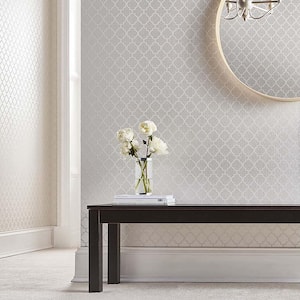 Trelliage Bead Pearl White Removable Wallpaper Sample