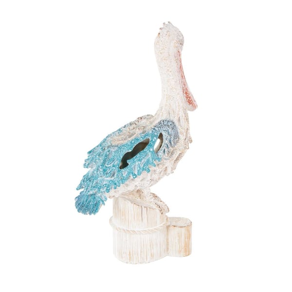 Litton Lane Blue 8 in. x 13 in. Polystone Textured Pelican