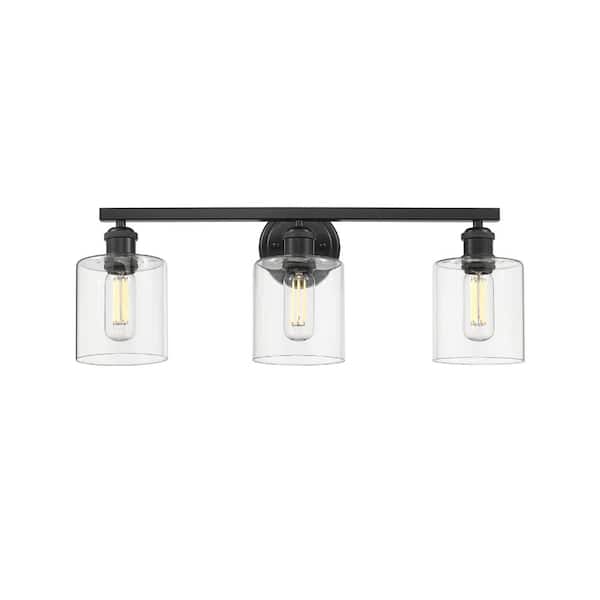 Golden Lighting - Fisher 5 in. 3-Light Black Vanity Light