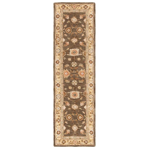 SAFAVIEH Anatolia Brown/Taupe 2 ft. x 10 ft. Border Runner Rug