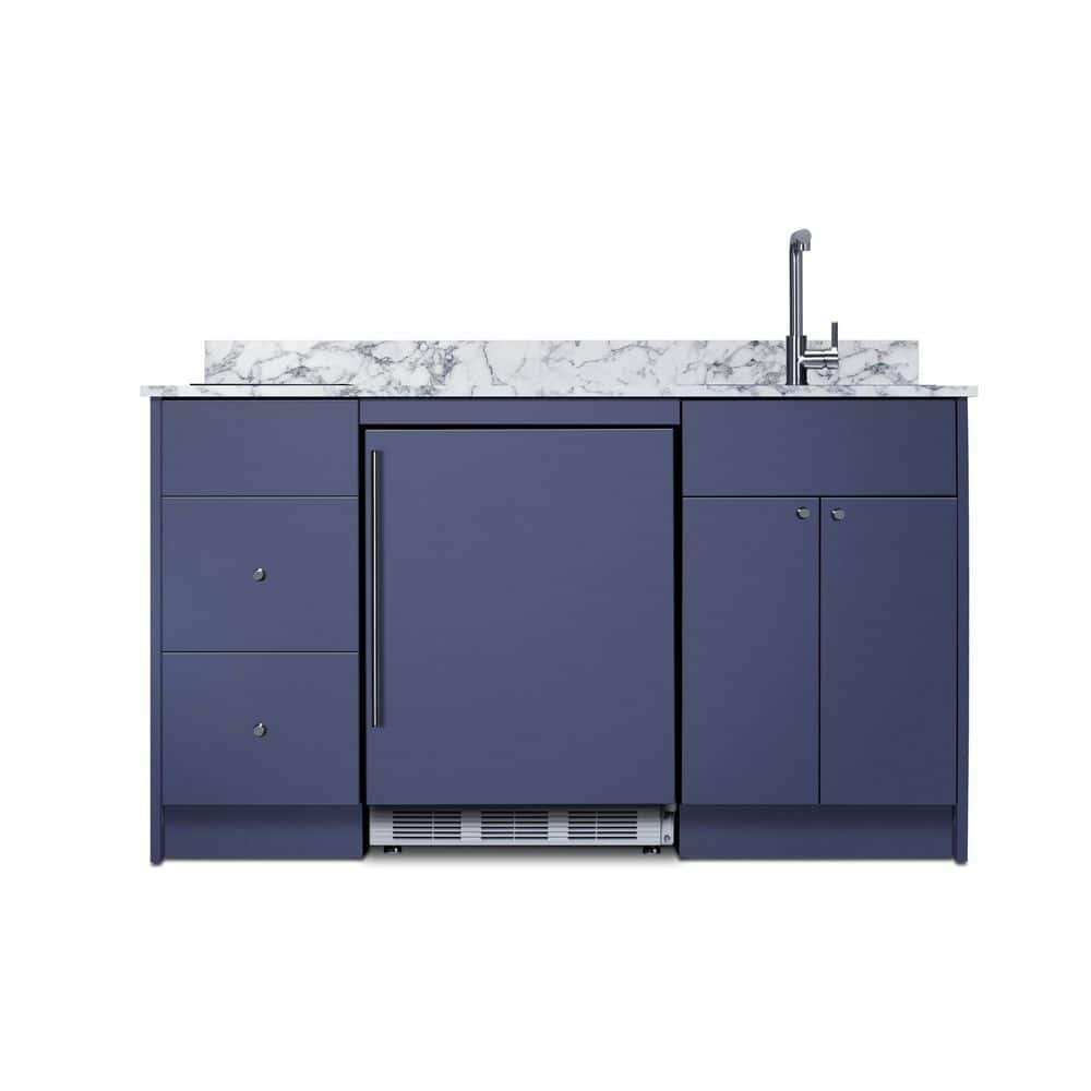 63 in. Compact Kitchen in Midnight Navy