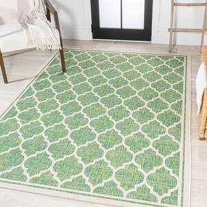 JONATHAN Y Trebol Moroccan Trellis Textured Weave Cream/Green 5 ft ...