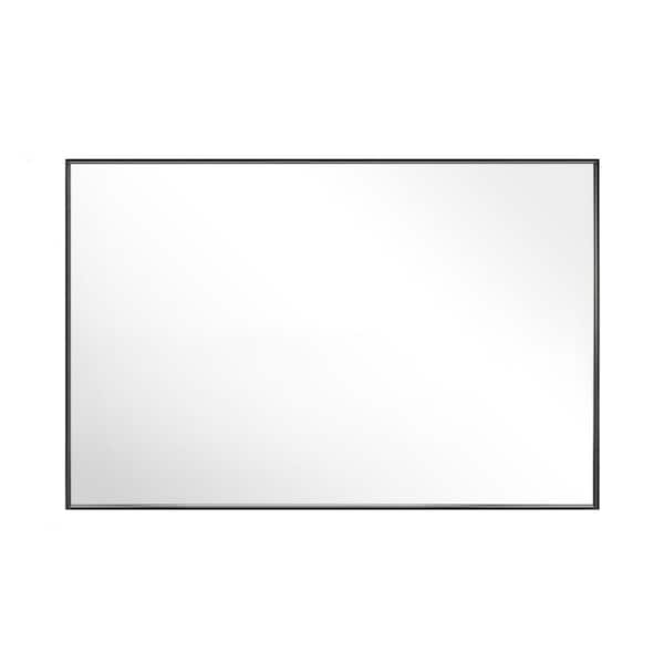 GETLEDEL 55 in. W x 36 in. H Large Rectangular Aluminum Framed Wall Mounted Bathroom Vanity Mirror in Black