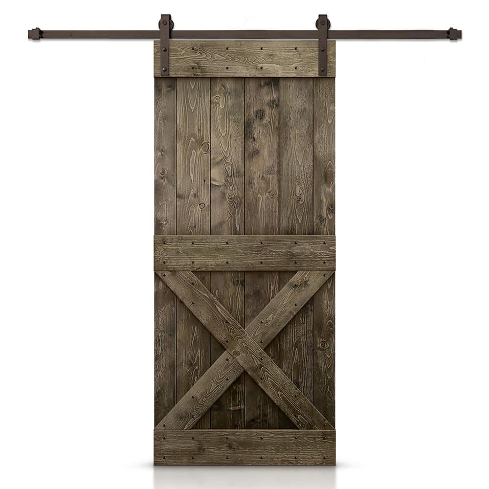 24 in. x 84 in. Distressed Mini X Series Espresso Stained DIY Wood Interior Sliding Barn Door with Hardware Kit price history on PriceWatchPro