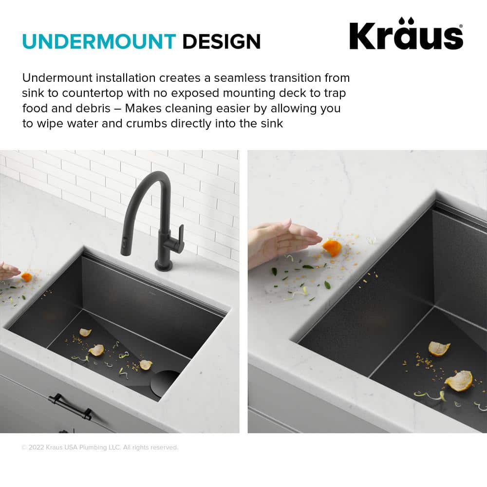 Kore 23" Black Stainless Steel Drop-In Single Bowl Kitchen Sink