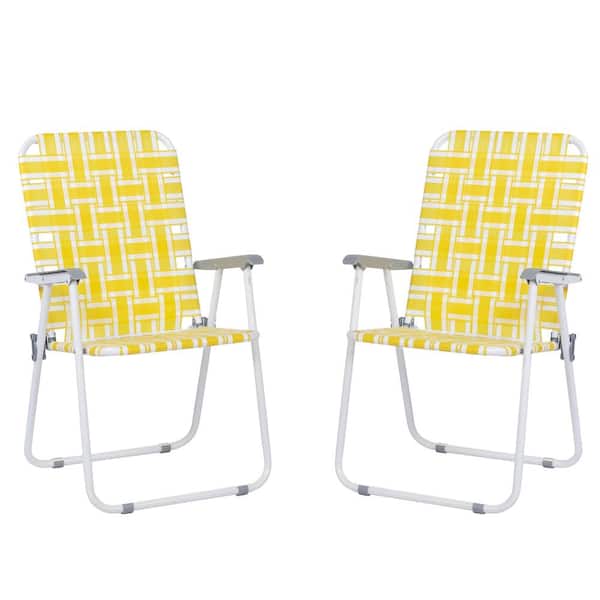 Karl home Metal Frame Yellow Beach Chair (2-Pack)