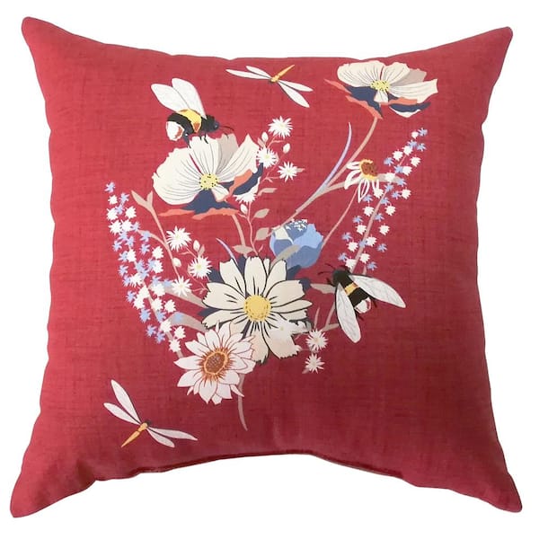 Have A Question About Hampton Bay Spring Bouquet Chili Putty Square Outdoor Throw Pillow Pg 1 The Home Depot - Home Depot Patio Accent Pillows