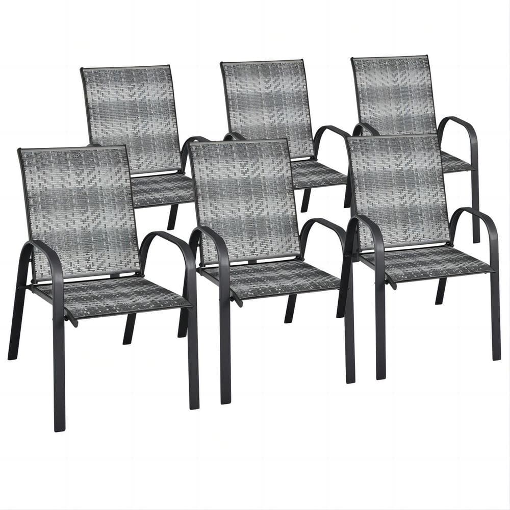 Stackable Steel Frame Outdoor Dining Chair Set in Mix Gray Set of 6 price history on PriceWatchPro