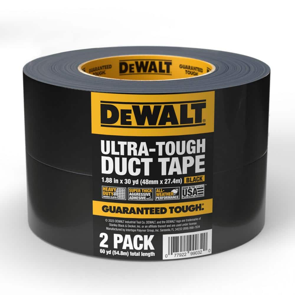 DEWALT 1.88 in. x 30 yds. Ultra-Tough Black Duct Tape (2-Pack)