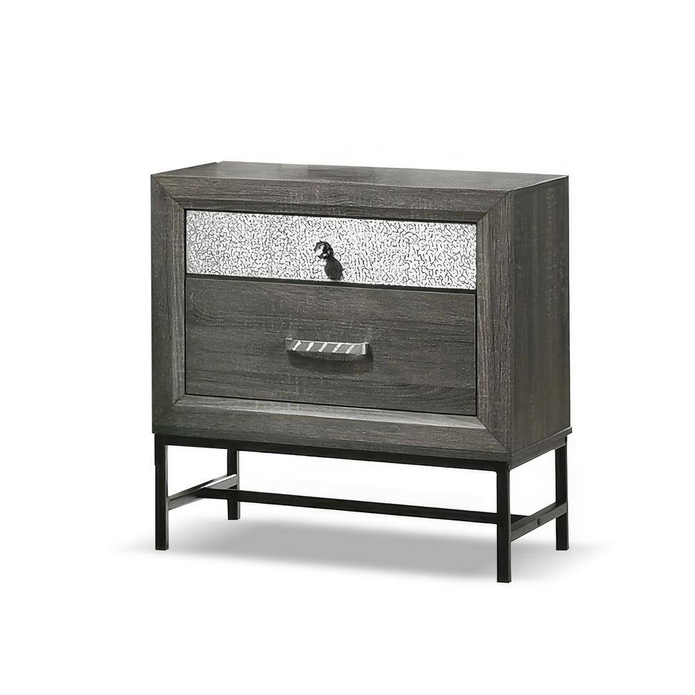 Vurenn Gray 2-Drawer 23 in. W Nightstand