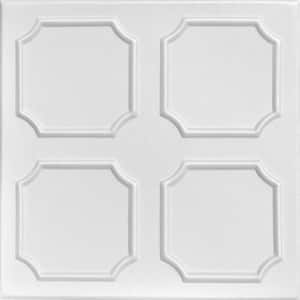 Bostonian Plain White 1.6 ft. x 1.6 ft. Decorative Foam Glue Up Ceiling Tile (259.2 sq. ft./case)