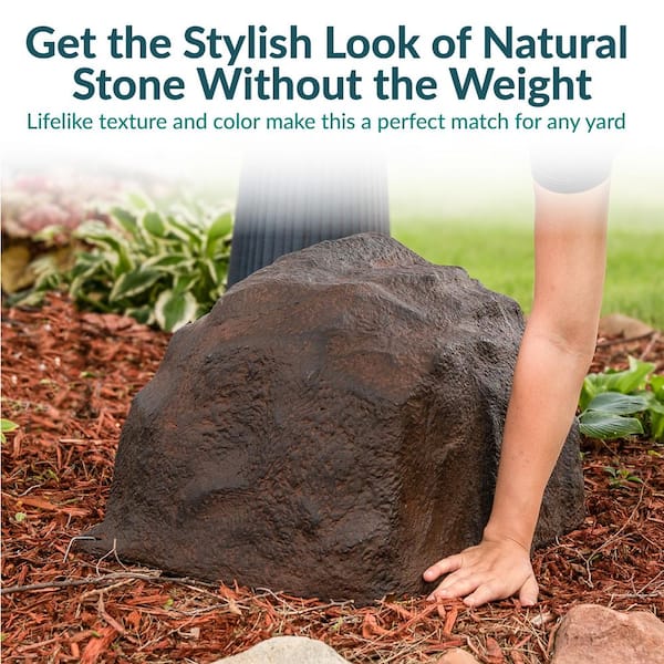 Sunnydaze Polyresin Low-Profile Landscape Rock with Stakes - Brown