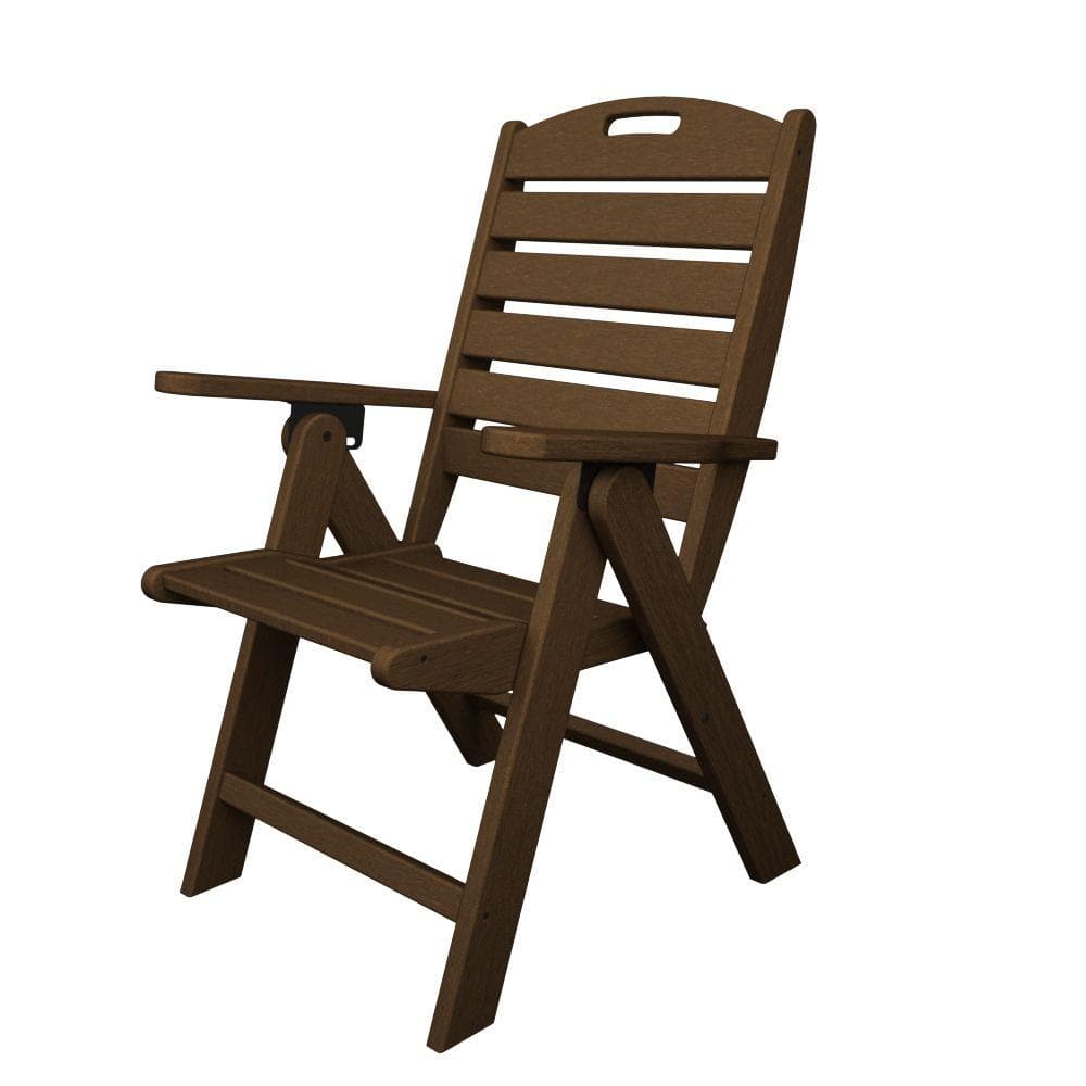 POLYWOOD Nautical Highback Teak Plastic Outdoor Patio Dining Chair -  NCH38TE