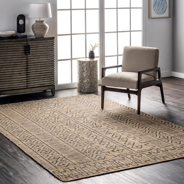 *DISCONTINUED* Micaela Tribal Braided Jute Area Rug Gray 5 ft. x 8 ft. Area Rug