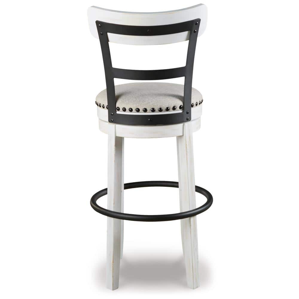 Industrial Cream White Swivel Barstool with Metal & Wood Accents
