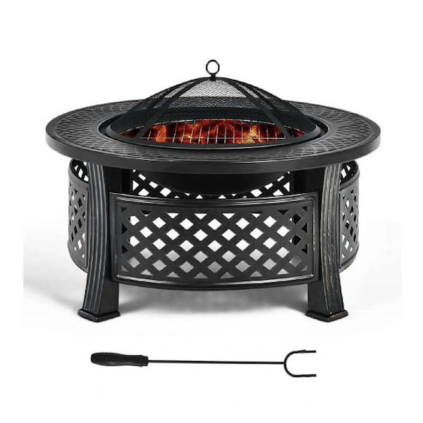 ITOPFOX 32 in. Steel Fire Pit with BBQ Grill for Garden Beach Camping Bonfire Anti-Rust and High-Temp Resistant Steel Frame