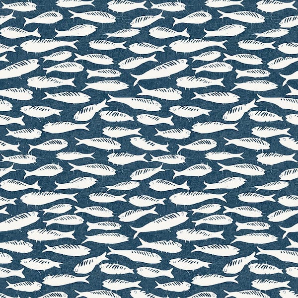 Chesapeake Nunkie Blue Navy Sardine Wallpaper Sample