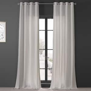 Supreme Cream Beige Dune Textured Solid Cotton Grommet Light Filtering Curtain Pair - 50 in. W x 108 in. L (2 Panels)