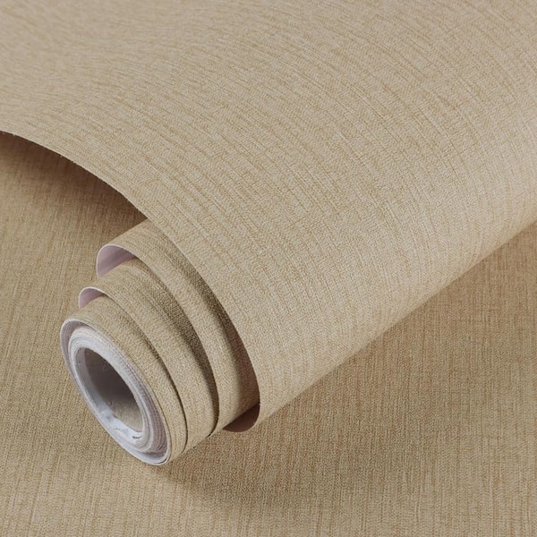 Beige Brown Grasscloth Textured Vintage Contact Paper Peel and Stick Self-Adhesive  Wallpaper Roll, 15.7" x 196.8"