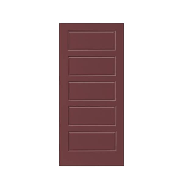 Calhome 30 In X 80 In 5 Panel Hollow Core Maroon Stained Composite Mdf Interior Door Slab For 5168