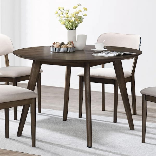 New Classic Furniture Rex Brown Wood 47.75 in. 4 Legs Round Dining Table Seats 4