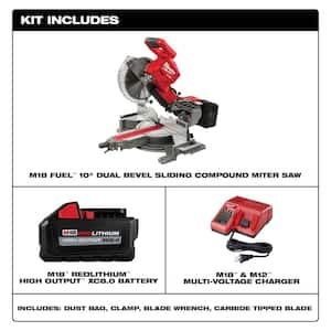 M18 FUEL 18V 10 in. Lithium-Ion Brushless Cordless Dual Bevel Sliding Compound Miter Saw Kit with One 8.0 Ah Battery