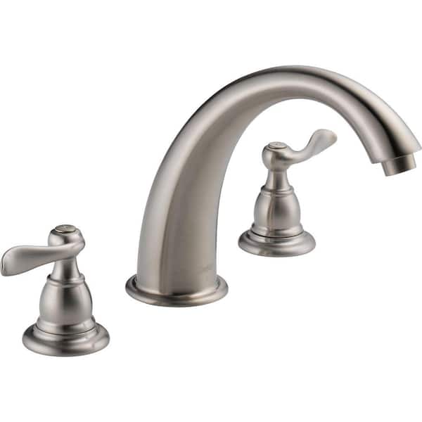 Delta Windemere 2-Handle Deck-Mount Roman Tub Faucet Trim Kit Only in Stainless (Valve Not Included)