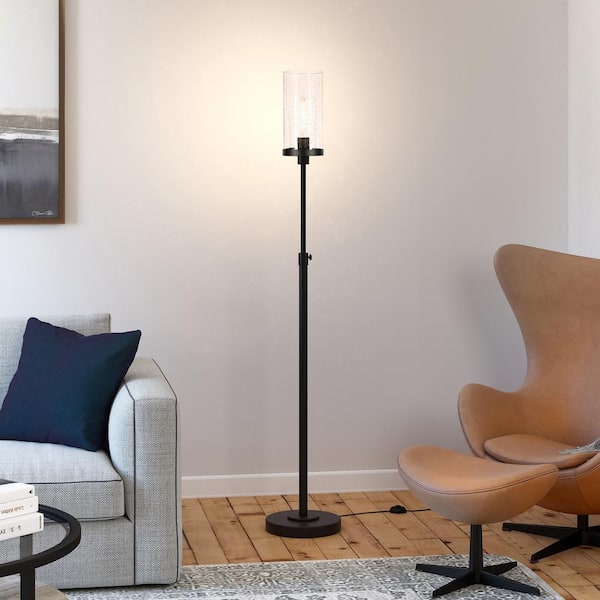 Frieda 66 in. Blackened Bronze Floor Lamp Seeded Glass