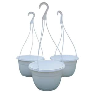 10 in. Dia White Plastic Hanging Basket (3-pack)