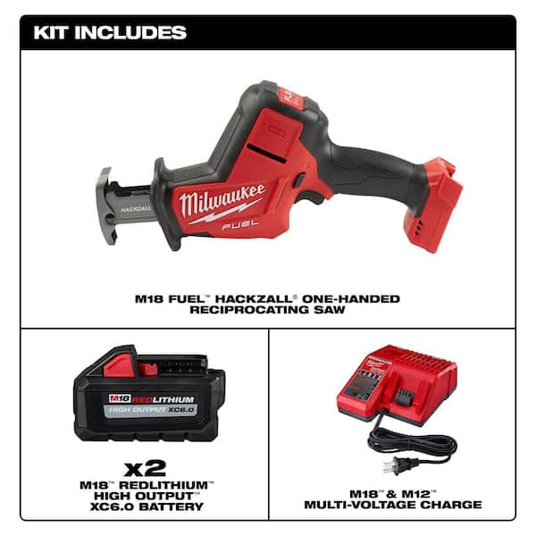 Milwaukee M18 FUEL 18V Lithium-Ion Brushless Cordless HACKZALL Reciprocating  Saw w/Two 6.0 Ah Battery and Charger 2719-20-48-59-1862S The Home Depot