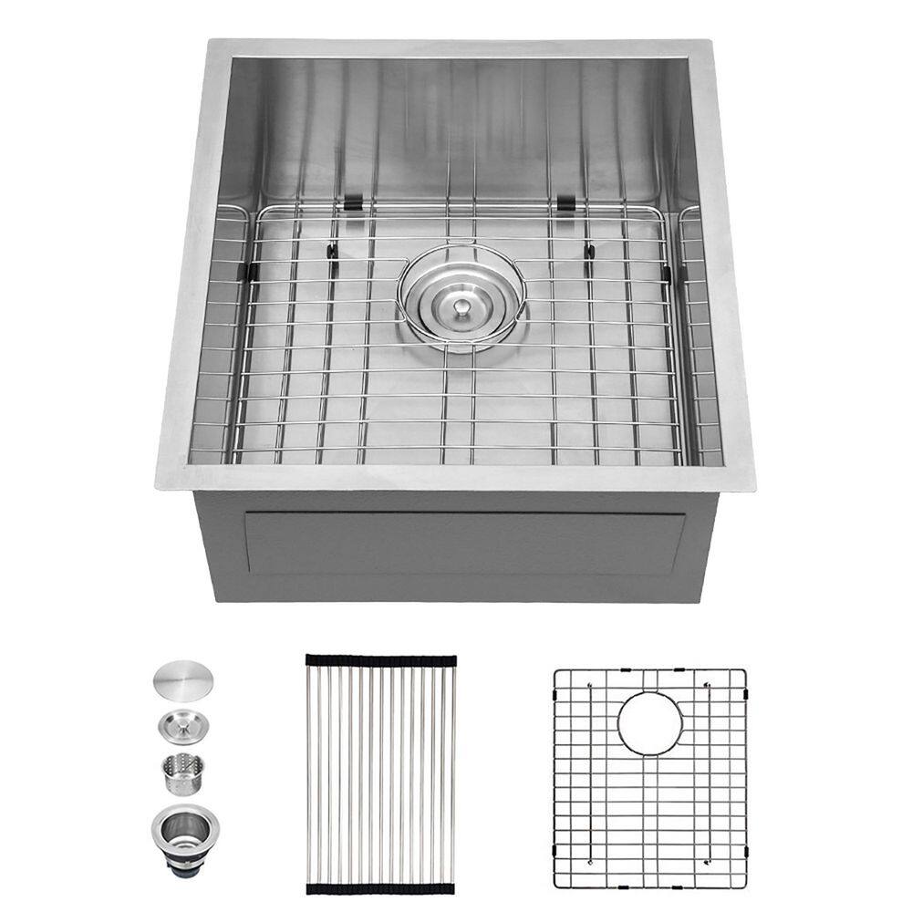 19 in. Undermount Single Bowl 16-Gauge Brushed Nickel Stainless Steel Kitchen Sink with Bottom Grids price history on PriceWatchPro