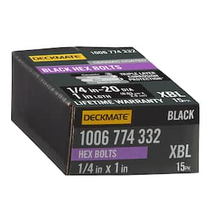 1/4 in. -20 x 1 in. Black Hex Bolt (15-Pack)