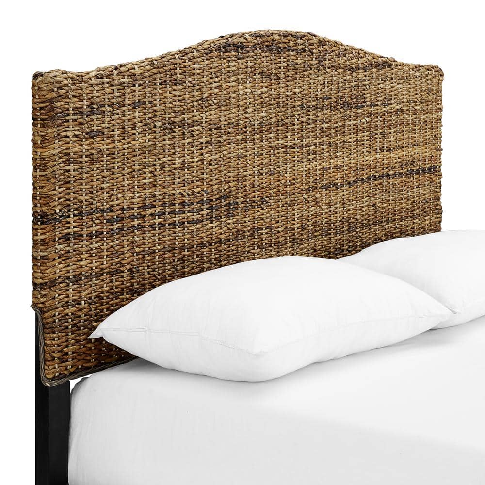 Serena King Natural Banana Leaf Rattan Headboard with Metal Frame